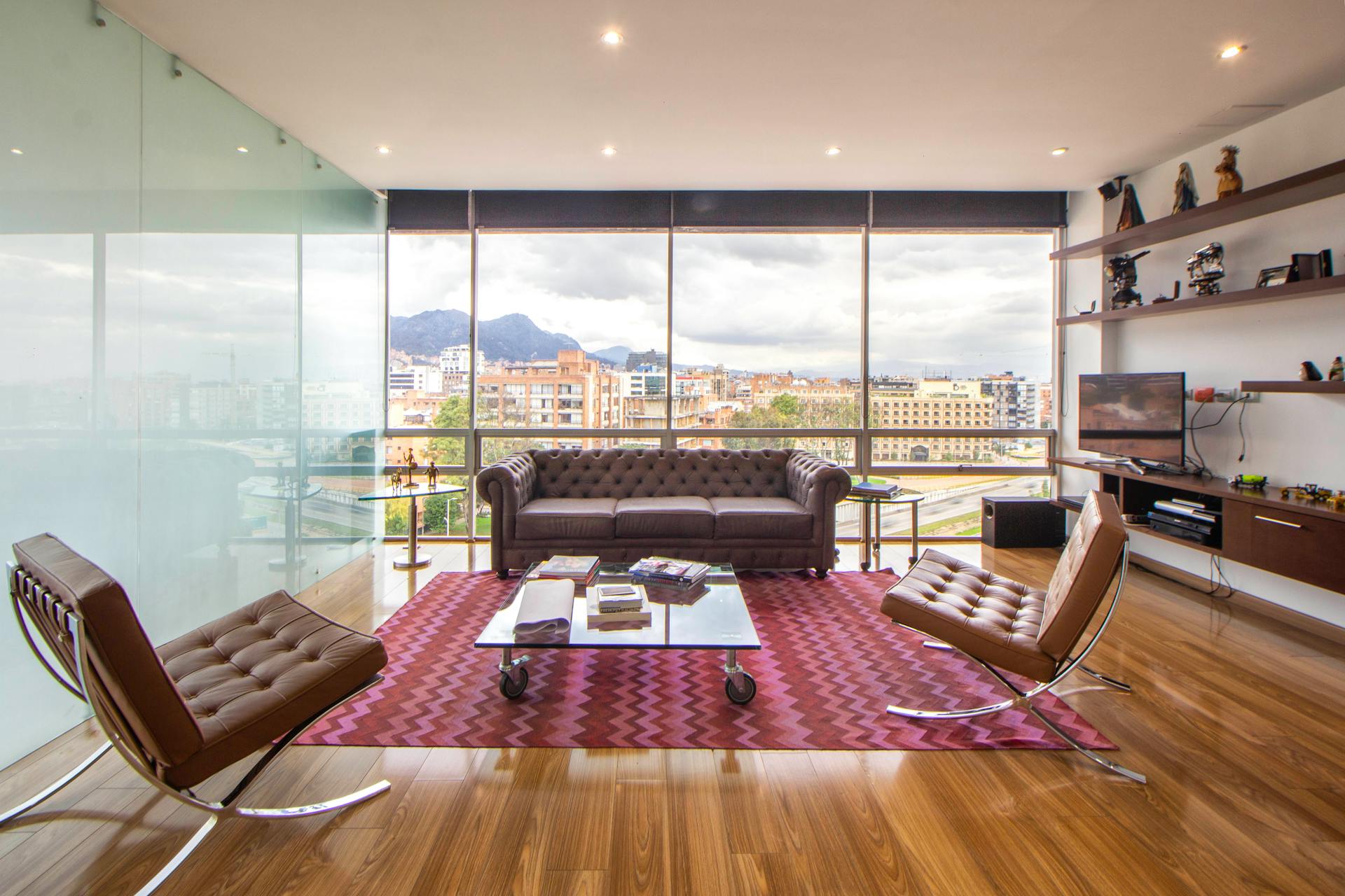 Modern Dubai apartment interior with city view